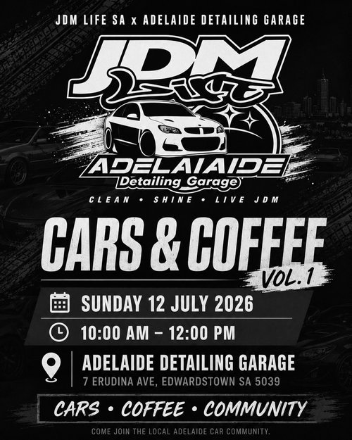 Cars & Coffee Vol. 1 — JDM car meet in Adelaide, SA on Sunday 12 July 2026