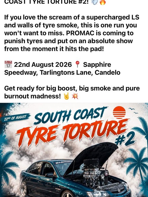 South Coast Tyre Torture #2 — Muscle spectator event in Sydney, NSW on Saturday 22 August 2026
