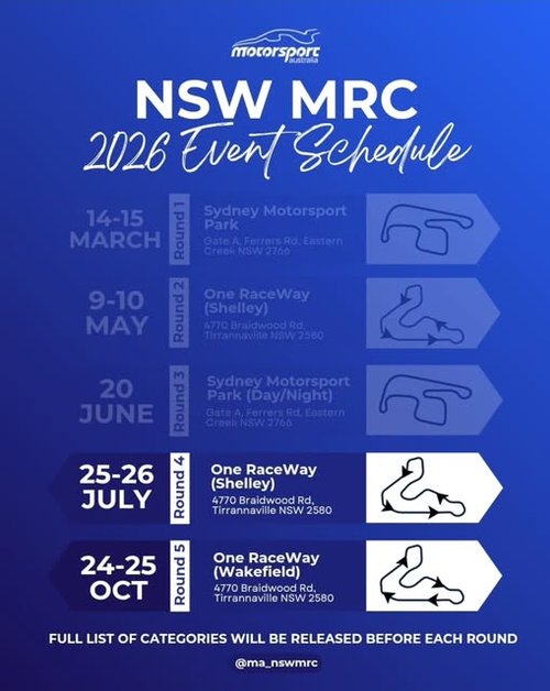 NSW MRC Round 4 — track day in Sydney, NSW on Saturday 25 July 2026