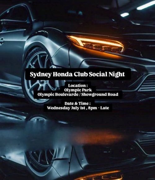 Sydney Honda Club Social Night — JDM car meet in Sydney, NSW on Wednesday 1 July 2026