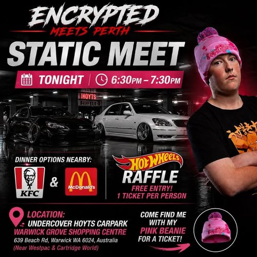 Encrypted Meets Perth Static Meet — JDM/Stance car meet in Perth, WA on Thursday 2 July 2026
