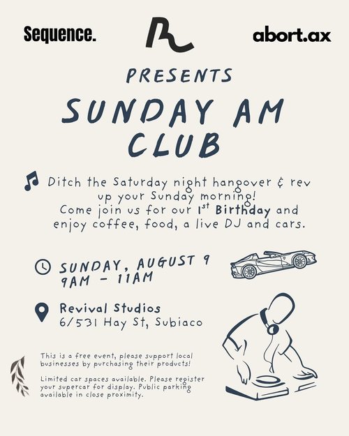 Sunday AM Club — Exotic car meet in Perth, WA on Sunday 9 August 2026