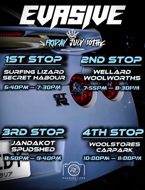 Evasive South to Central Cruise — JDM car meet in Perth, WA on Friday 10 July 2026