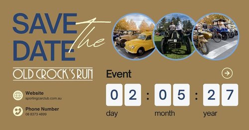 Old Crock's Run — Classic car meet in Adelaide, SA on Sunday 2 May 2027