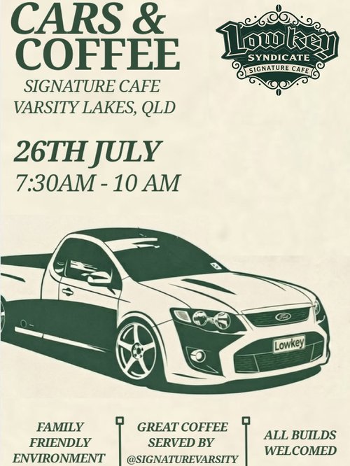 Cars & Coffee — Stance car meet in Gold Coast, QLD on Sunday 26 July 2026
