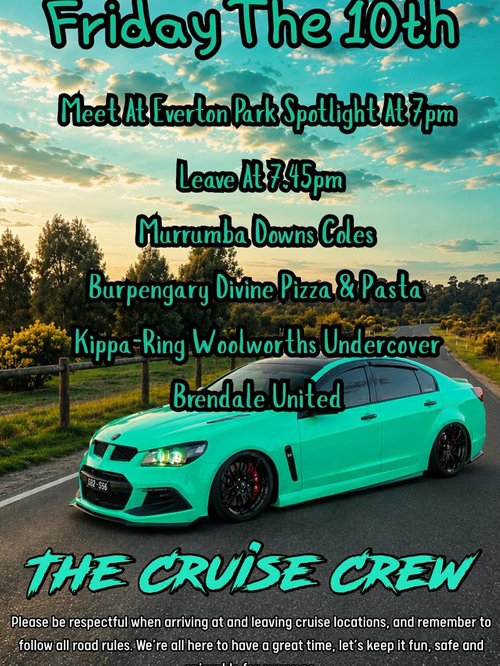 The Cruise Crew Friday Night Cruise — JDM/Muscle car meet in Brisbane, QLD on Friday 10 July 2026