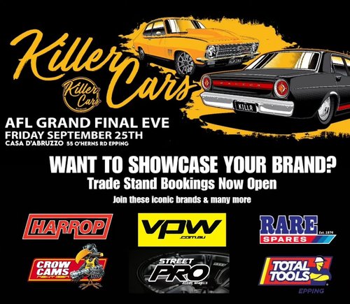 Killer Cars AFL Grand Final Eve — Muscle car meet in Melbourne, VIC on Friday 25 September 2026