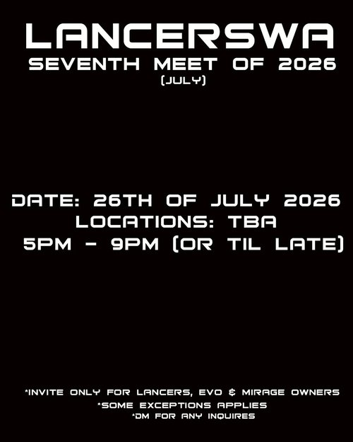 LancersWA July Meet — JDM car meet in Perth, WA on Sunday 26 July 2026