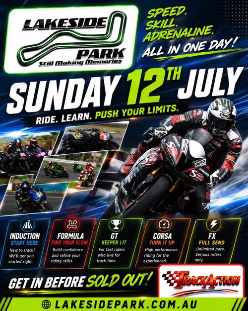 Track Action Ride Day — track day in Brisbane, QLD on Sunday 12 July 2026