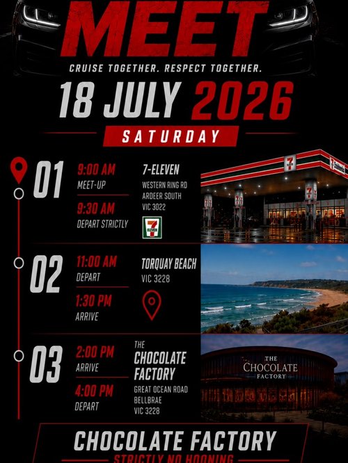 Car Cruise and Meet — Euro/Muscle car meet in Melbourne, VIC on Saturday 18 July 2026