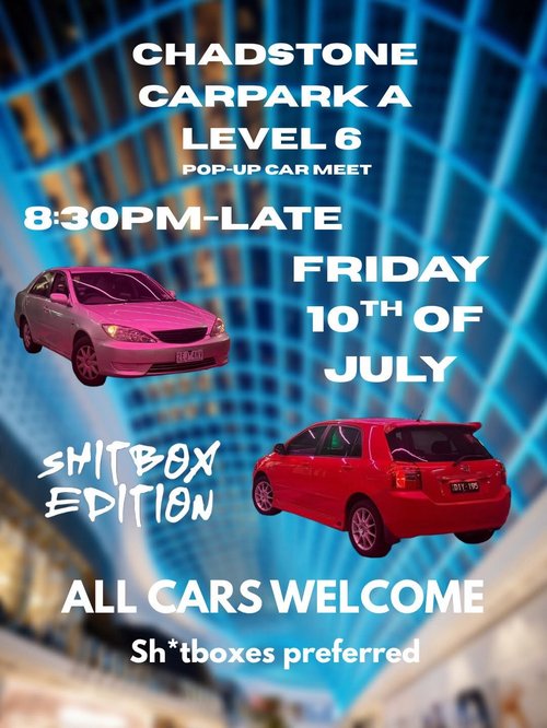 Chadstone Pop-Up Car Meet — JDM car meet in Melbourne, VIC on Friday 10 July 2026