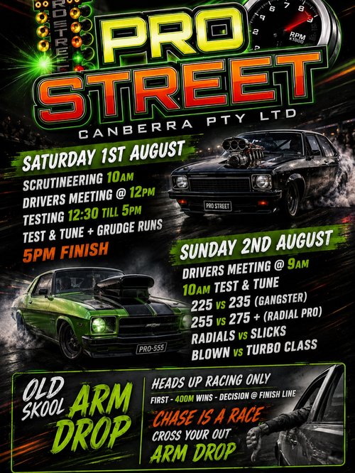 Old Skool Arm Drop — Muscle/Classic track day in Canberra, NSW on Saturday 1 August 2026