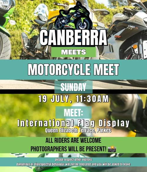 Canberra Meets Motorcycle Meet — car meet in Canberra, NSW on Sunday 19 July 2026