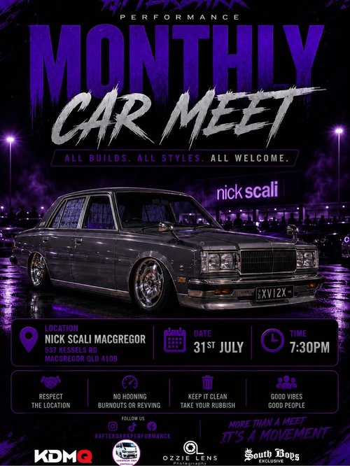 Afterdark Performance Monthly Car Meet — JDM car meet in Brisbane, QLD on Friday 31 July 2026