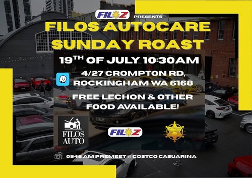Filos Autocare Sunday Roast — JDM car meet in Perth, WA on Sunday 19 July 2026