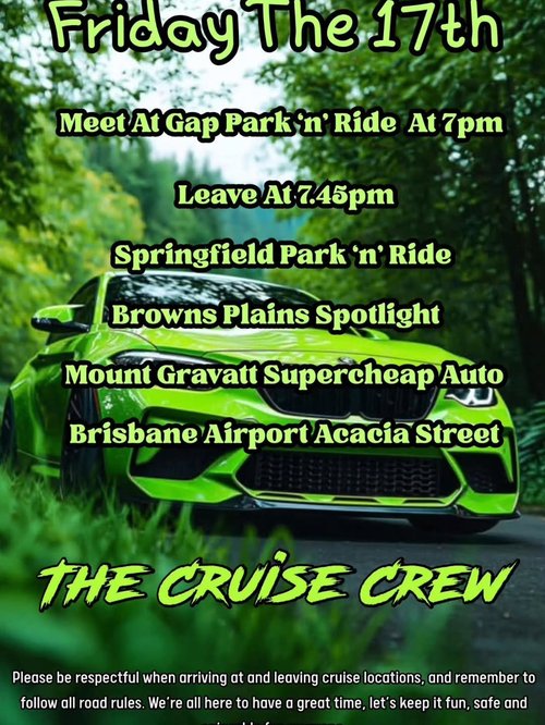 The Cruise Crew Friday Night Cruise — JDM car meet in Brisbane, QLD on Friday 17 July 2026