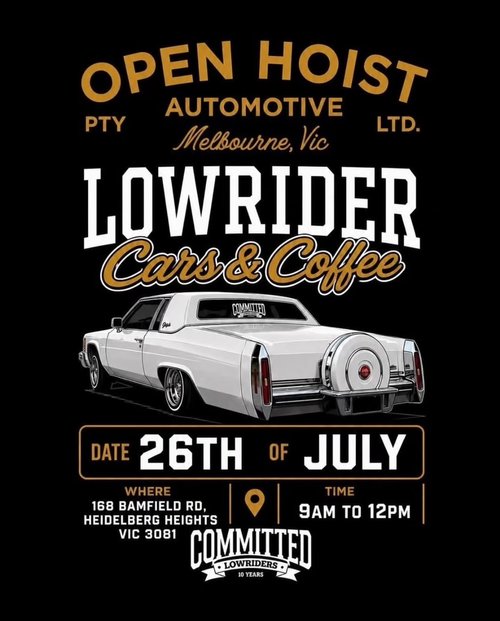 Lowrider Cars & Coffee — Stance/Classic car meet in Melbourne, VIC on Sunday 26 July 2026