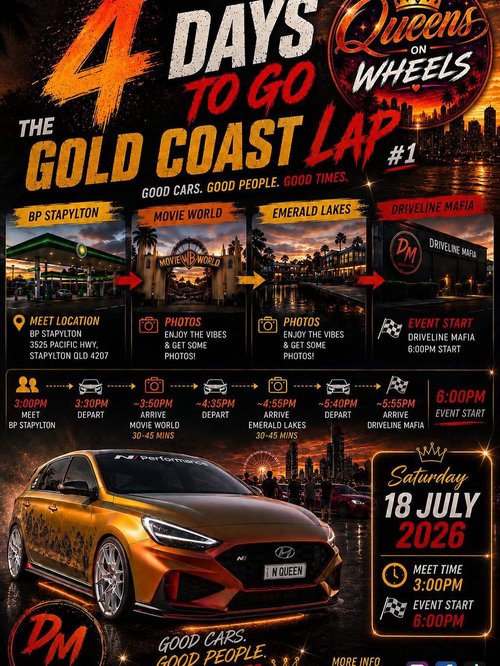The Gold Coast Lap #1 — car meet in Gold Coast, QLD on Saturday 18 July 2026