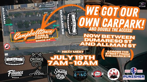 Campbelltown Cars & Coffee — JDM/Muscle car meet in Sydney, NSW on Sunday 19 July 2026