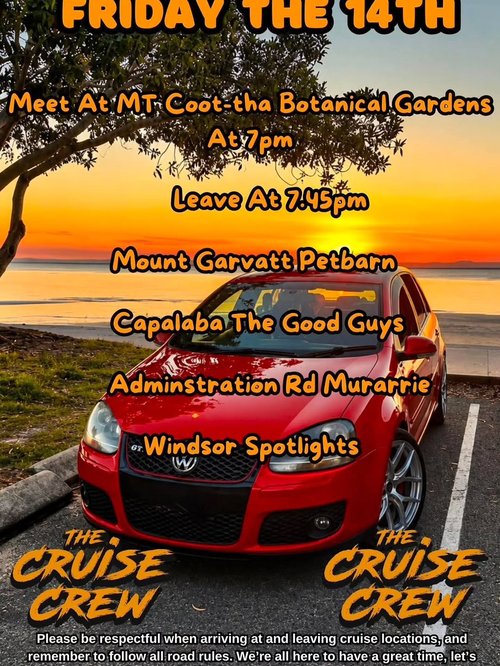 Friday Night Cruise — Euro/JDM car meet in Brisbane, QLD on Friday 14 August 2026