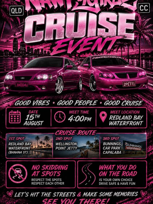 Nawtygirlz Cruise Event — Muscle car meet in Brisbane, QLD on Saturday 15 August 2026