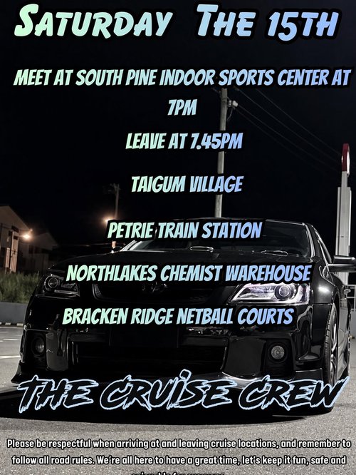 Saturday Night Cruise — JDM/Muscle car meet in Brisbane, QLD on Saturday 15 August 2026