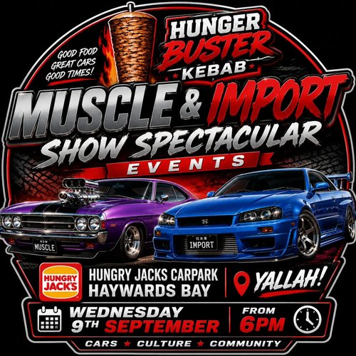 Muscle & Import Show Spectacular — Muscle/JDM car meet in Wollongong, NSW on Wednesday 9 September 2026