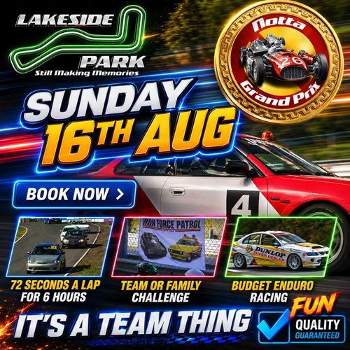 Notta Grand Prix — Muscle track day in Brisbane, QLD on Sunday 16 August 2026