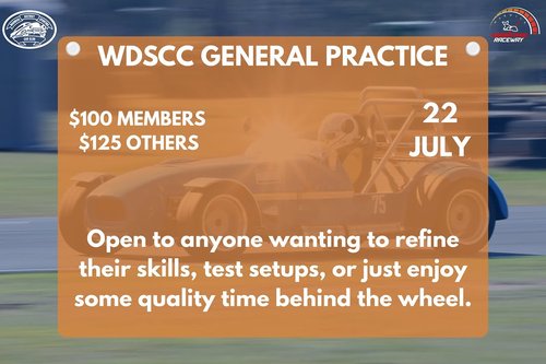 WDSCC General Practice — Muscle track day in Toowoomba, QLD on Wednesday 22 July 2026