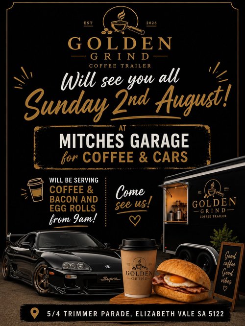 Coffee & Cars at Mitches Garage — JDM car meet in Adelaide, SA on Sunday 2 August 2026