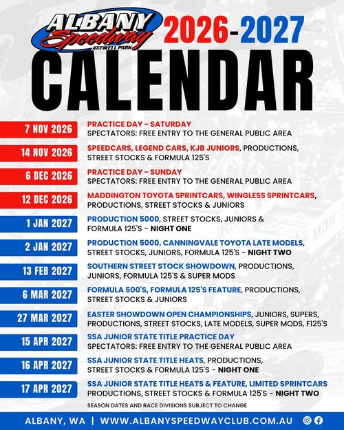 Albany Speedway Opening Night — Muscle spectator event in Perth, WA on Saturday 14 November 2026