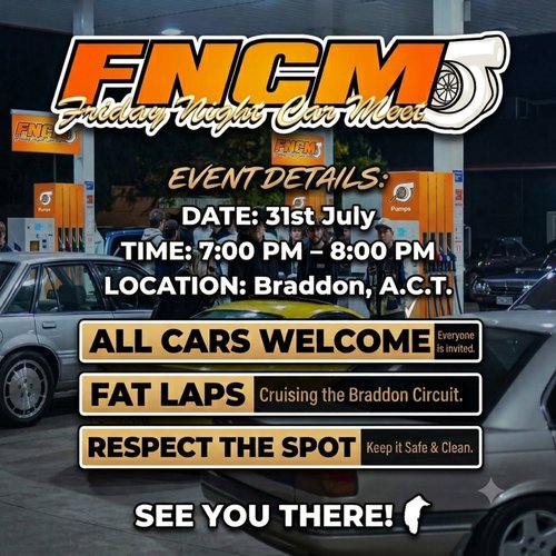 Friday Night Car Meet — Muscle car meet in Canberra, NSW on Friday 31 July 2026