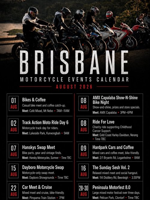 Bikes & Coffee — car meet in Brisbane, QLD on Saturday 1 August 2026