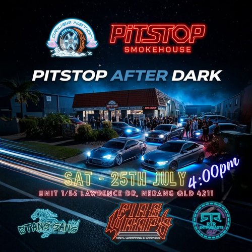 Pitstop After Dark — Muscle/JDM car meet in Gold Coast, QLD on Saturday 25 July 2026