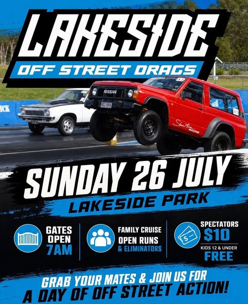 Lakeside Off Street Drags — Muscle/4x4 track day in Brisbane, QLD on Sunday 26 July 2026