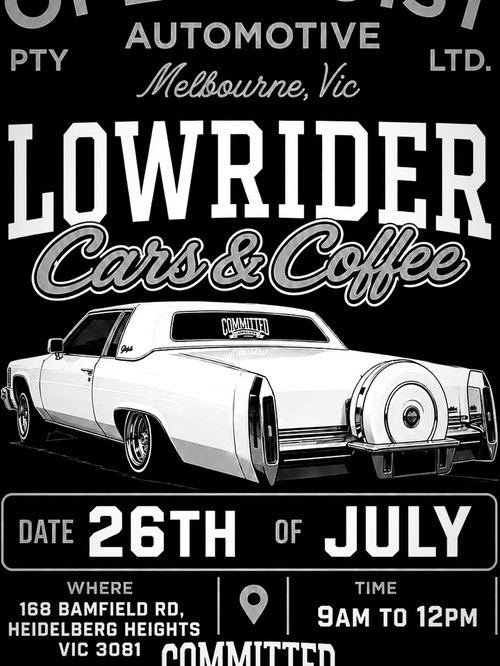 Lowrider Cars & Coffee — Classic/Stance car meet in Melbourne, VIC on Sunday 26 July 2026
