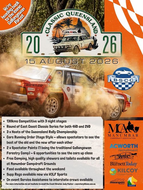 Classic Queensland Rally — 4x4/Classic spectator event in Brisbane, QLD on Saturday 15 August 2026