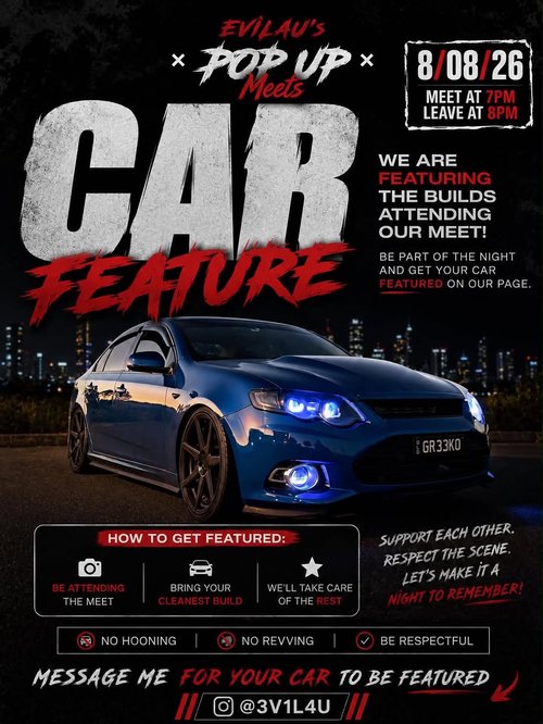 Evilau's Pop Up Meets — Muscle/Stance car meet in Melbourne, VIC on Saturday 8 August 2026