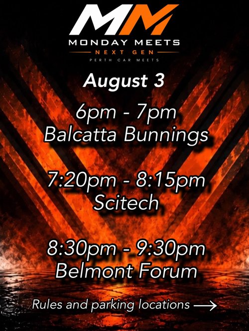 Monday Meets — car meet in Perth, WA on Monday 3 August 2026