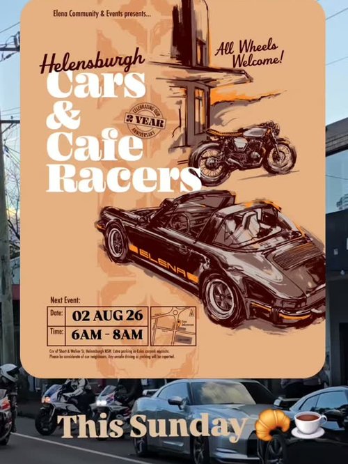 Helensburgh Cars & Cafe Racers — Classic car meet in Wollongong, NSW on Sunday 2 August 2026