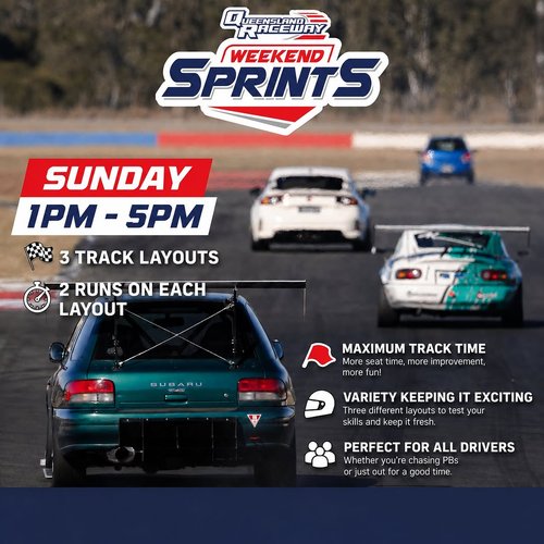 Weekend Sprints — track day in Brisbane, QLD on Sunday 2 August 2026