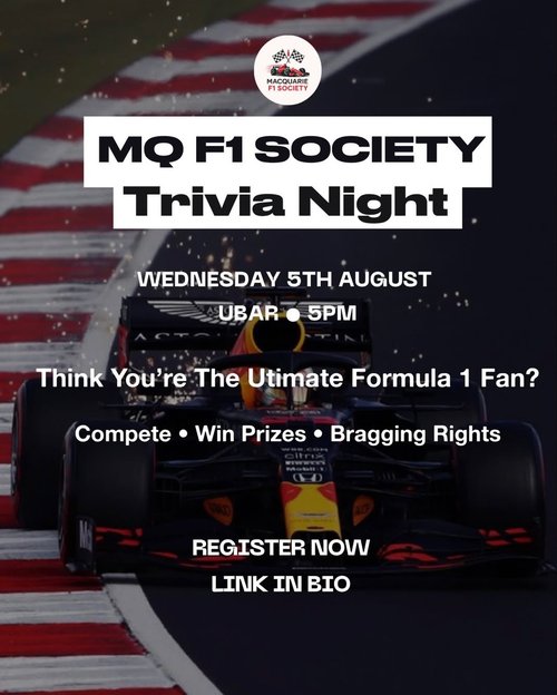 MQ F1 Society Trivia Night — Exotic car meet in Sydney, NSW on Wednesday 5 August 2026