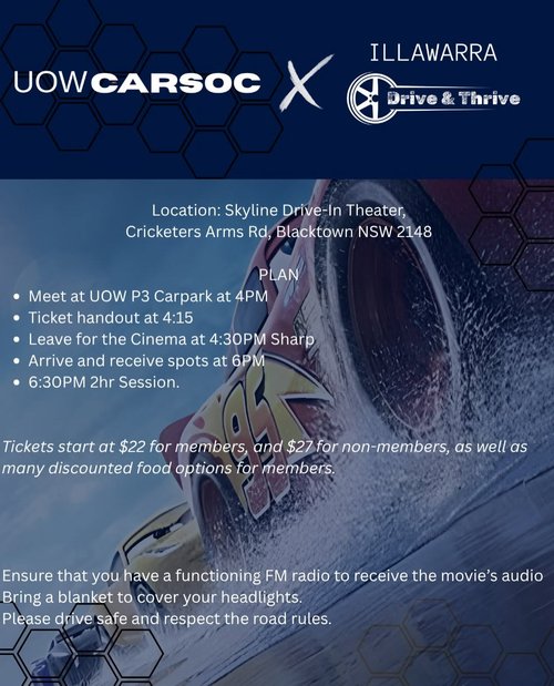 Cars Movie Night Cruise — car meet in Wollongong, NSW on Saturday 5 September 2026