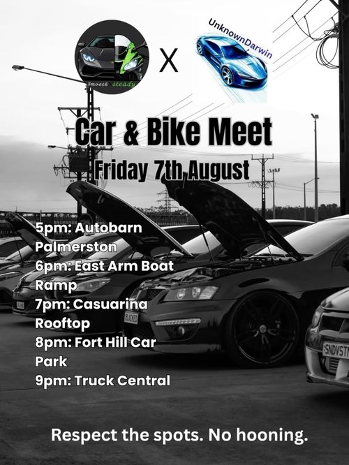 Car & Bike Meet — car meet in Darwin, NT on Friday 7 August 2026