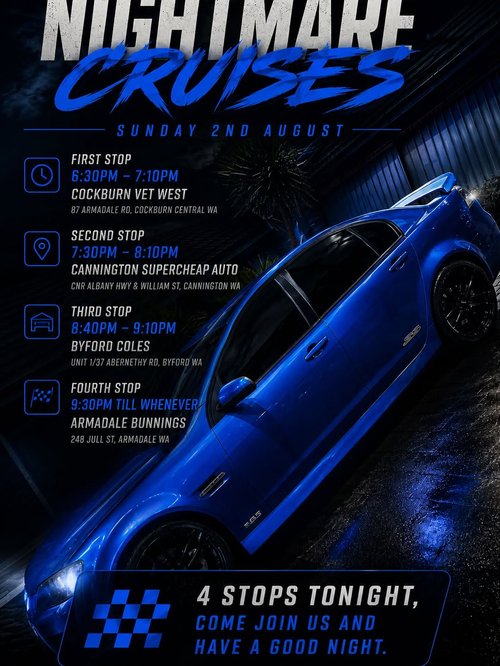 Nightmare Cruises — Muscle car meet in Perth, WA on Sunday 2 August 2026