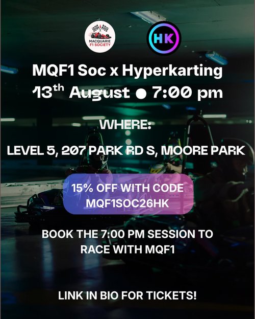 MQF1 Soc x Hyperkarting — track day in Sydney, NSW on Thursday 13 August 2026