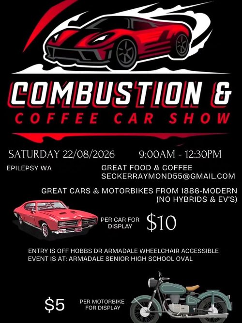 Combustion & Coffee Car Show — Classic/Muscle car meet in Perth, WA on Saturday 22 August 2026