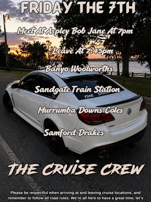 The Cruise Crew Friday Night Cruise — JDM/Muscle car meet in Brisbane, QLD on Friday 7 August 2026