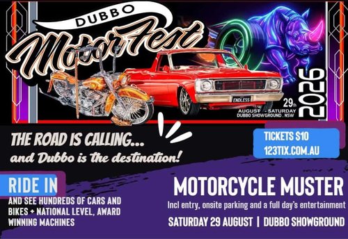 Dubbo MotorFest Motorcycle Muster — 4x4/Classic spectator event in Sydney, NSW on Saturday 29 August 2026