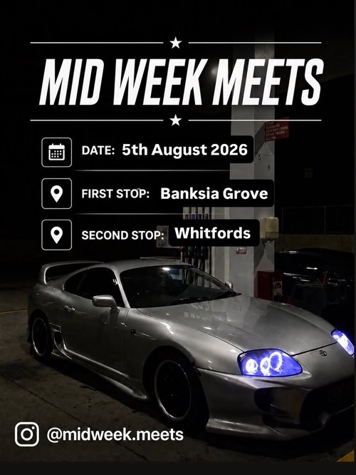 Midweek Meets — JDM car meet in Perth, WA on Wednesday 5 August 2026